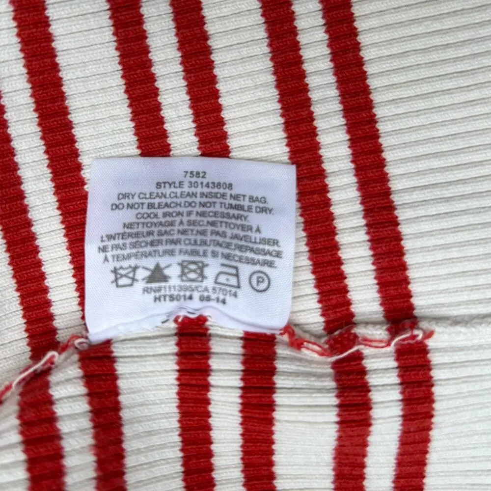 Tory Burch Ribbed Knit Striped Top Size S Cream color with Burnt Orange Stripes - Picture 4 of 6